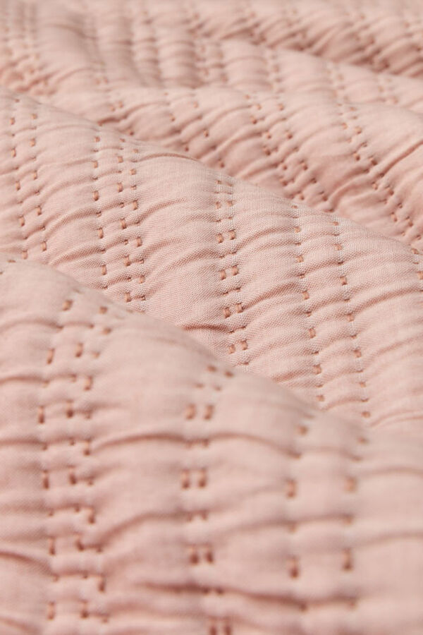 Textura Edredom liso reversível com costura rosa