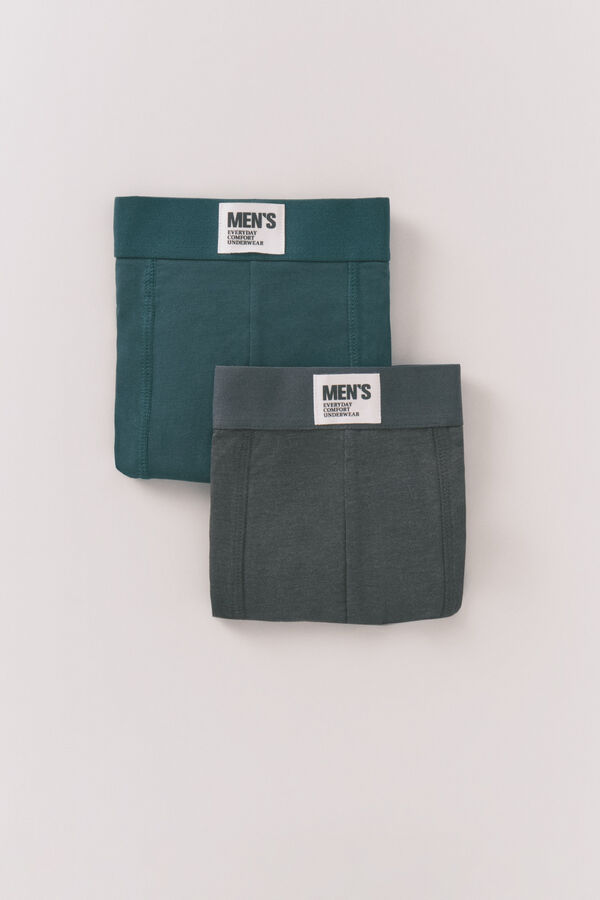 Women'secret Pacote com 2 boxers verdes lisos verde