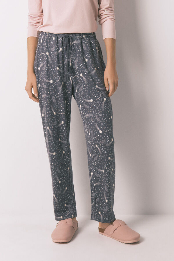 Women'secret Cal&ccedil;a compridas de malha quente com estrelas cinza suaves cinzento