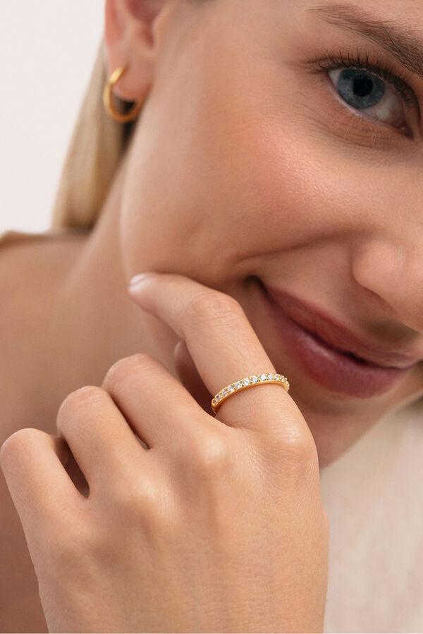 Singularu Anel Brilho prata banhado a ouro 18kt estampado