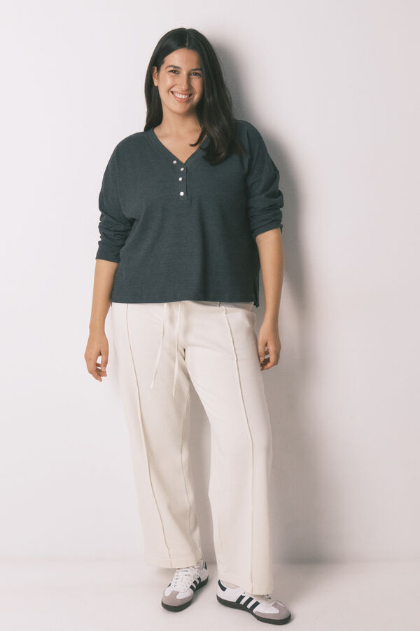 Women'secret Long white fine plush trouser beige