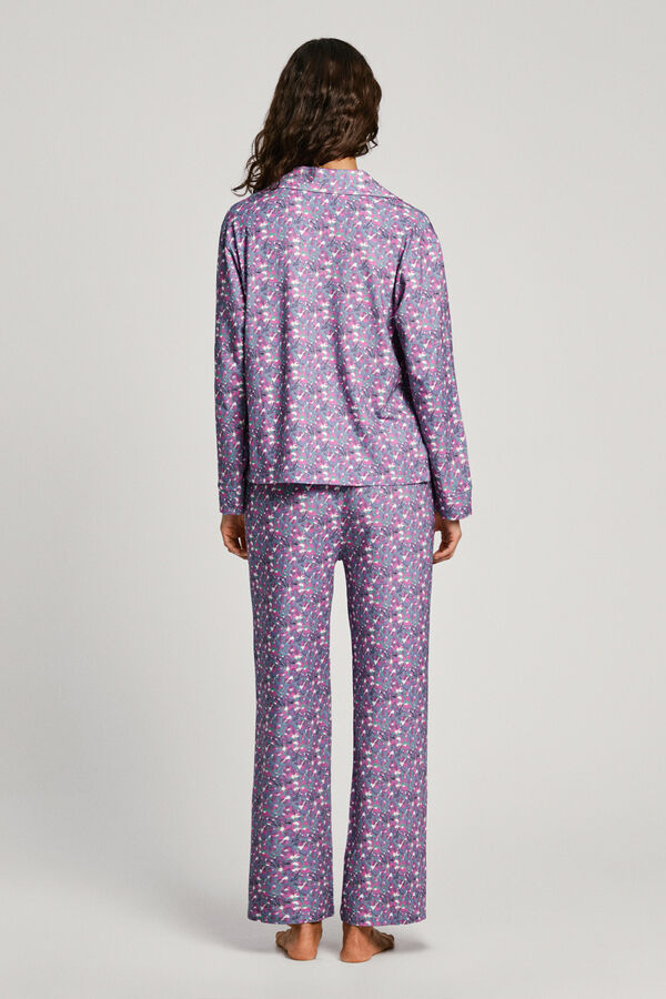 Pepe Jeans Conjunto de pijama camisero largo floral azul