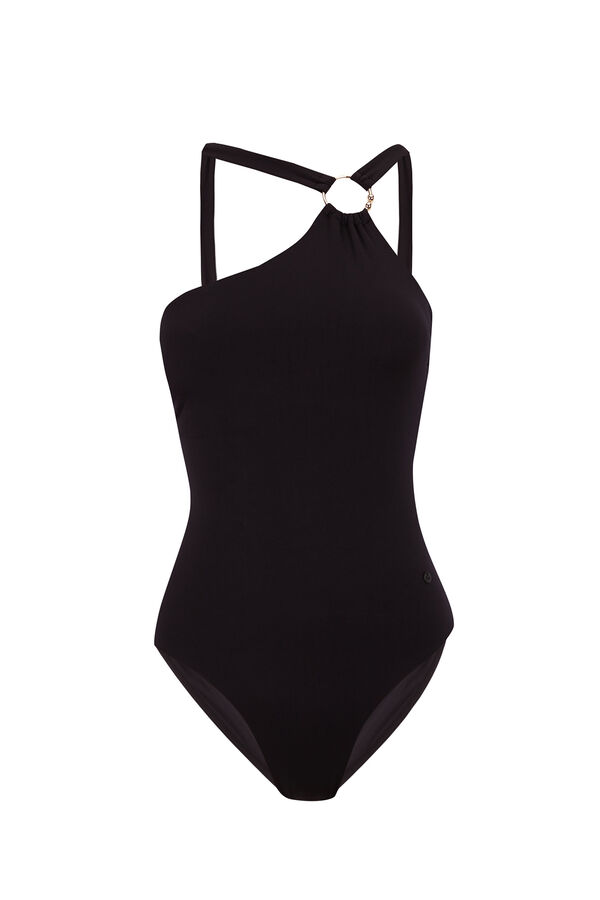 Women'secret Fato de banho preto modelador assimétrico preto