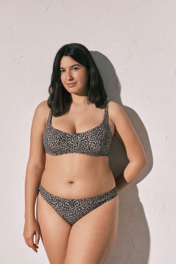 Women'secret Cuecas de biqu&iacute;ni cl&aacute;ssicas com estampado leopardo branco