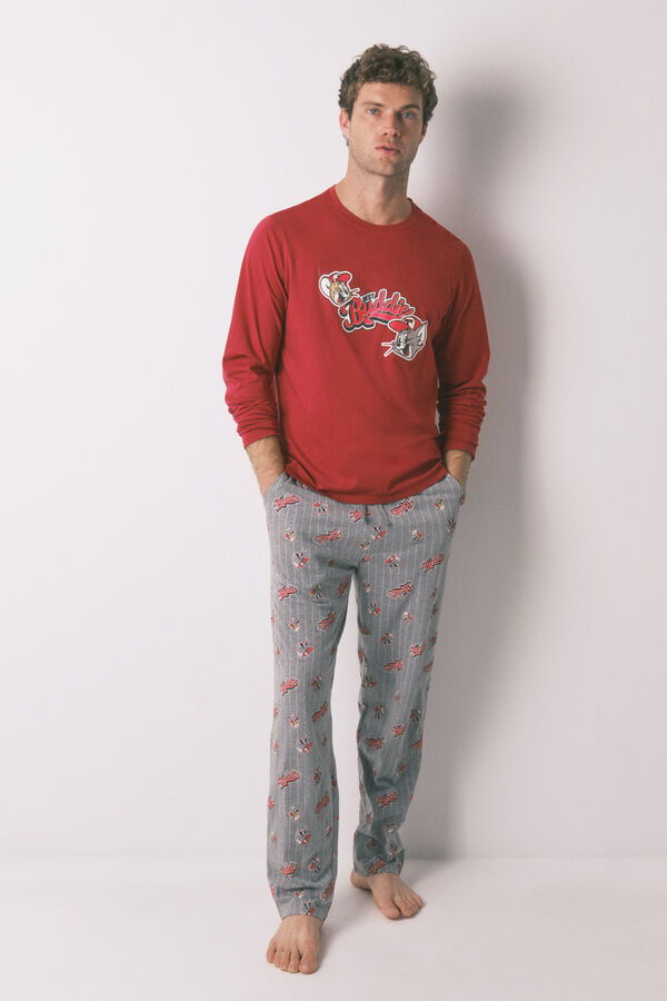 Women'secret Pijama comprido vermelho Buddies 100% algodão vermelho