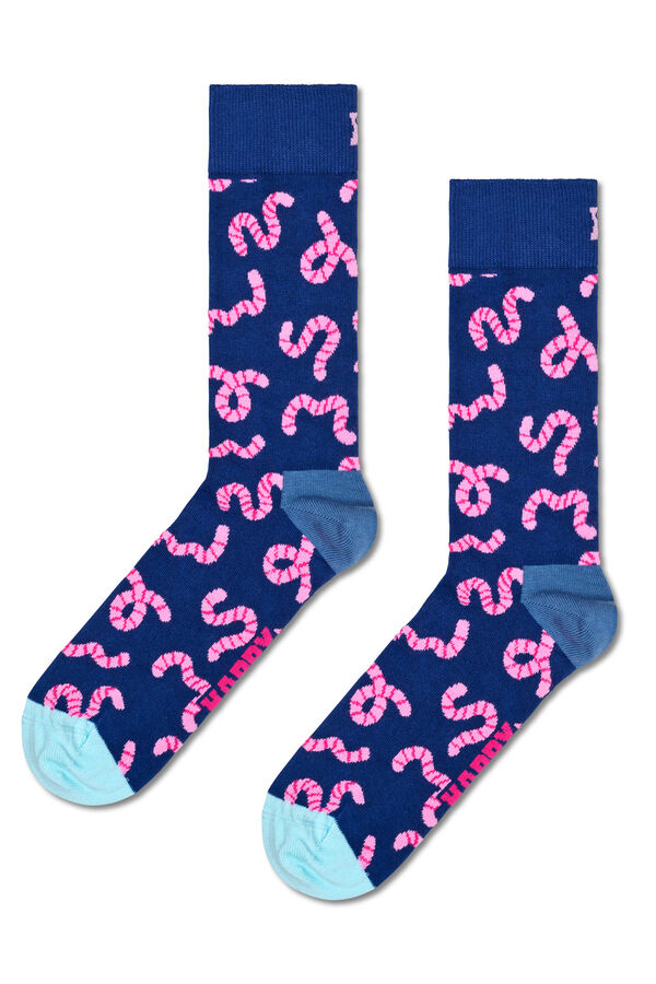 Happy Socks Calcetin Gusanos azul