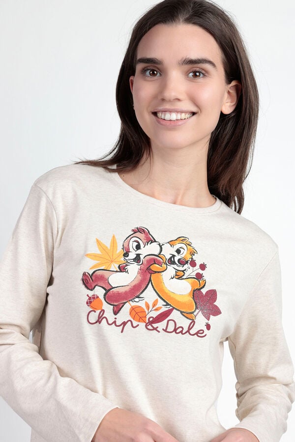 Admas Pijama Feminino Chip N Dale bege