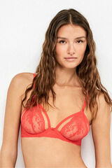 Gisela Soutien triangular em renda com aro vermelho