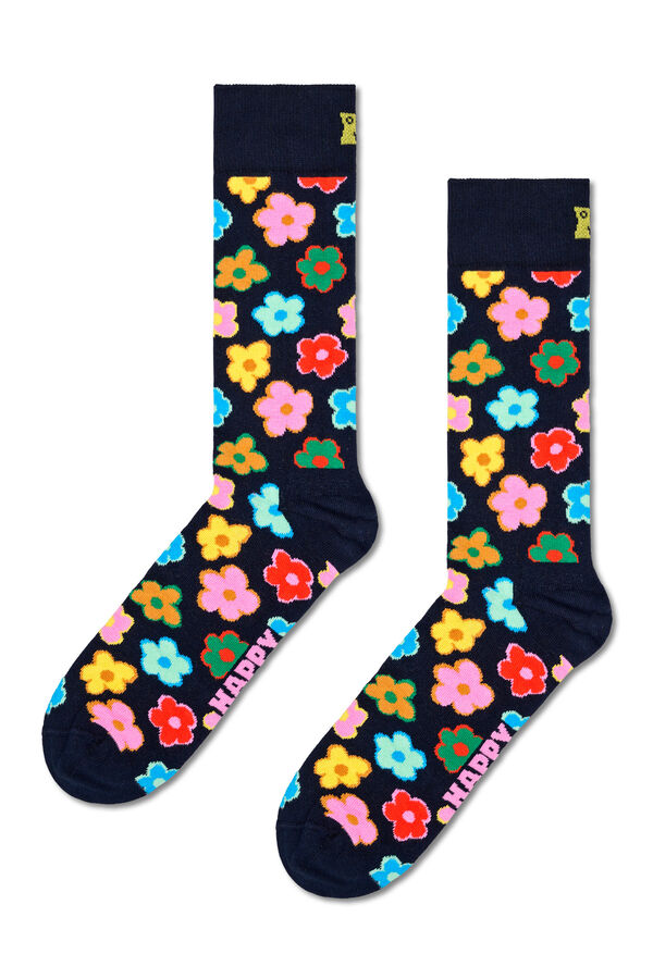 Happy Socks Calcetin Flores negro