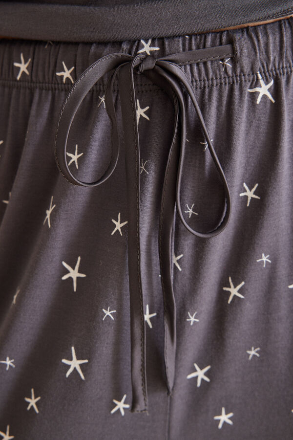 Womensecret Pijama Capri soft touch gris estrellas gris