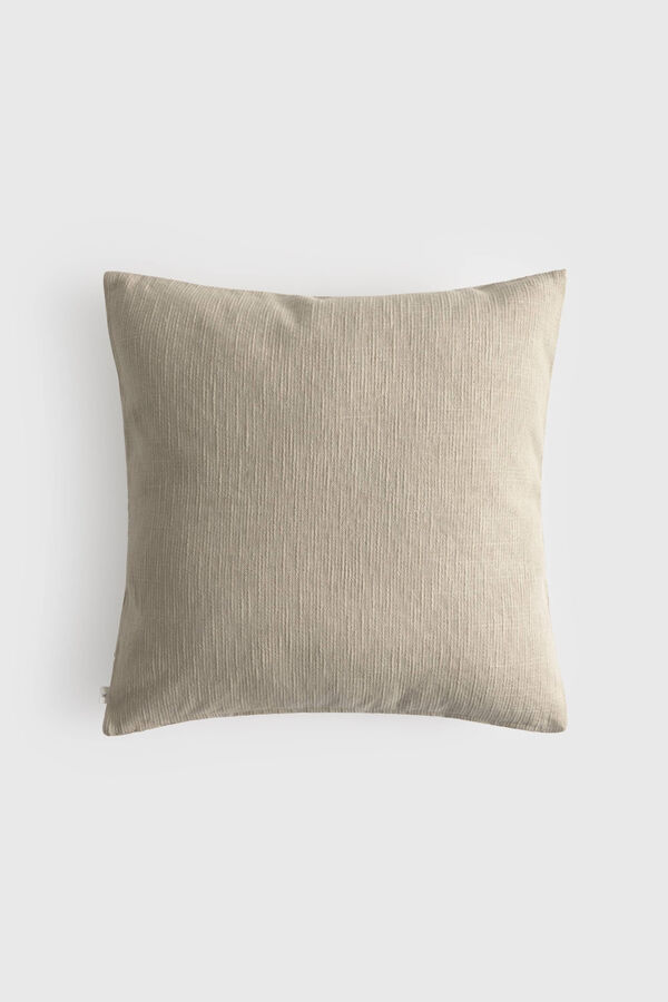 Textura Marine embroidered cotton cushion cover brown