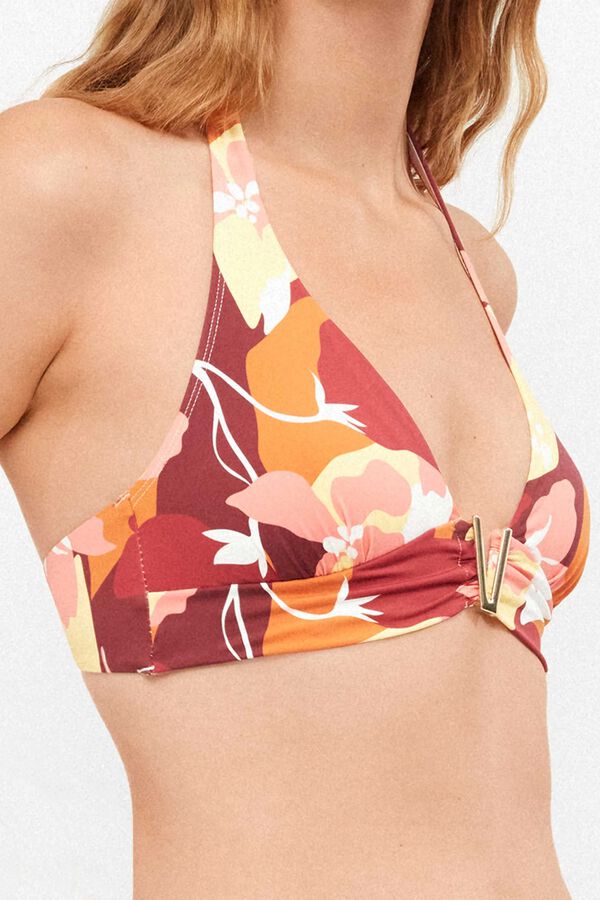 Gisela Top biqu&iacute;ni triangular estampado geom&eacute;trico branco