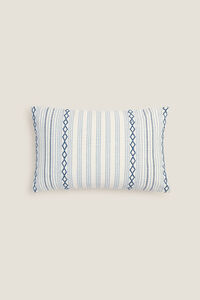 Womensecret Striped cotton cushion cover blue