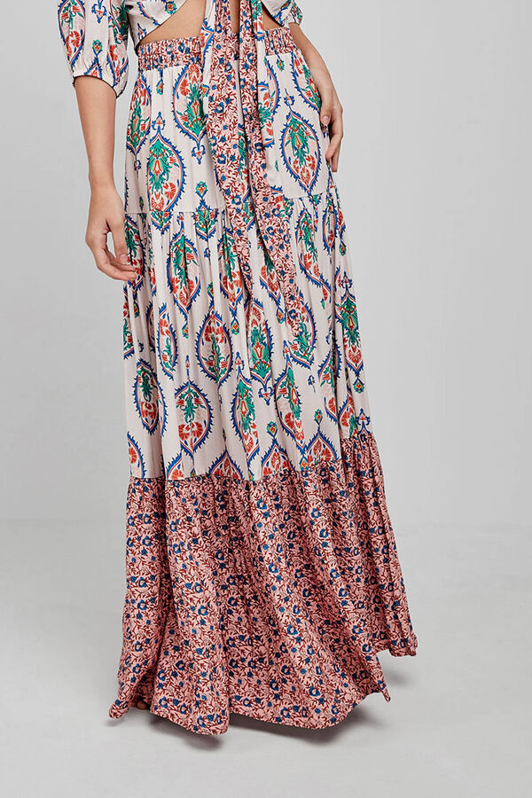 Gisela Saia comprida estampada branco