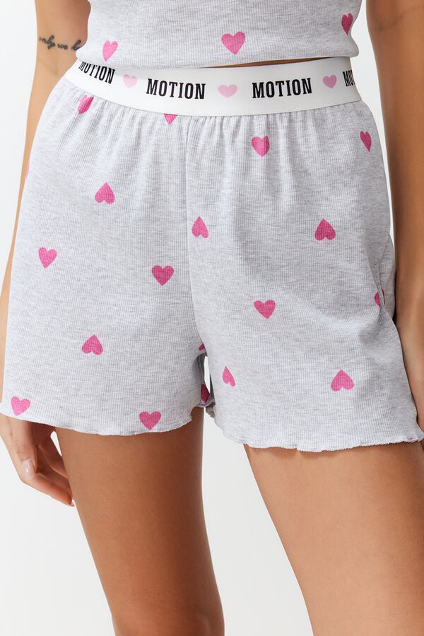 Trendyol Conjunto de pijama curto cora&ccedil;&otilde;es cinzento