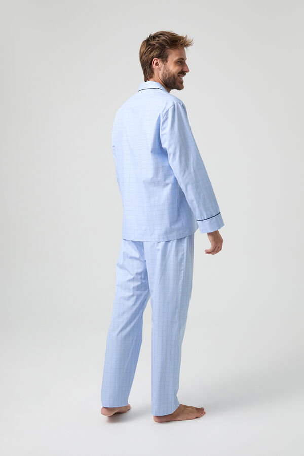 Kiff-Kiff Pijama xadrez 100% algodão Kiff Kiff azul