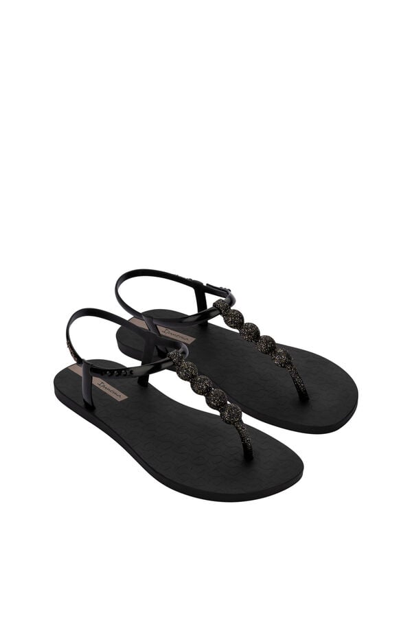 Ipanema Sand&aacute;lia com tira em T e brilho preto