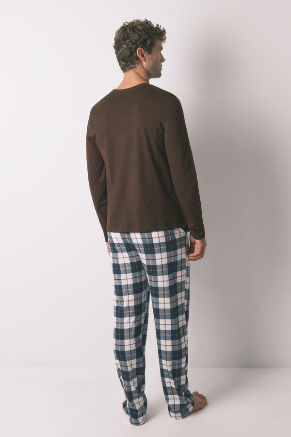 Women'secret Pijama comprido marrom Pluto 100% algodão  castanho