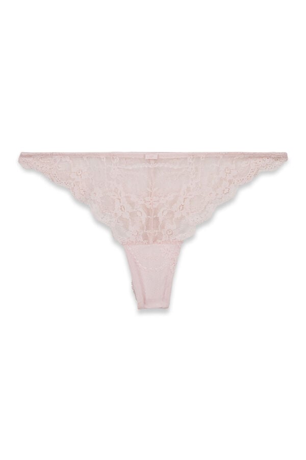 Women'secret Tanga de renda rosa rosa