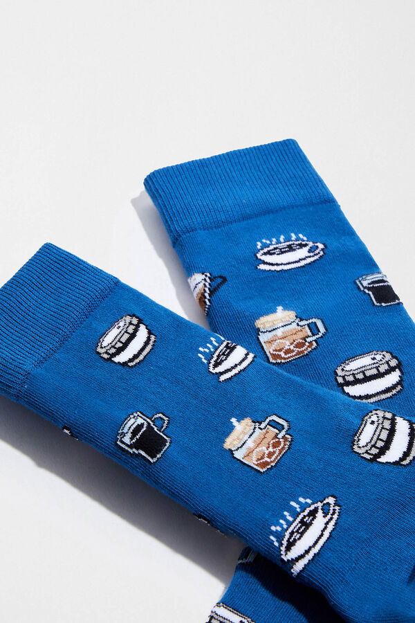 Besocks Calcetines altos caf&eacute; algod&oacute;n org&aacute;nico azul