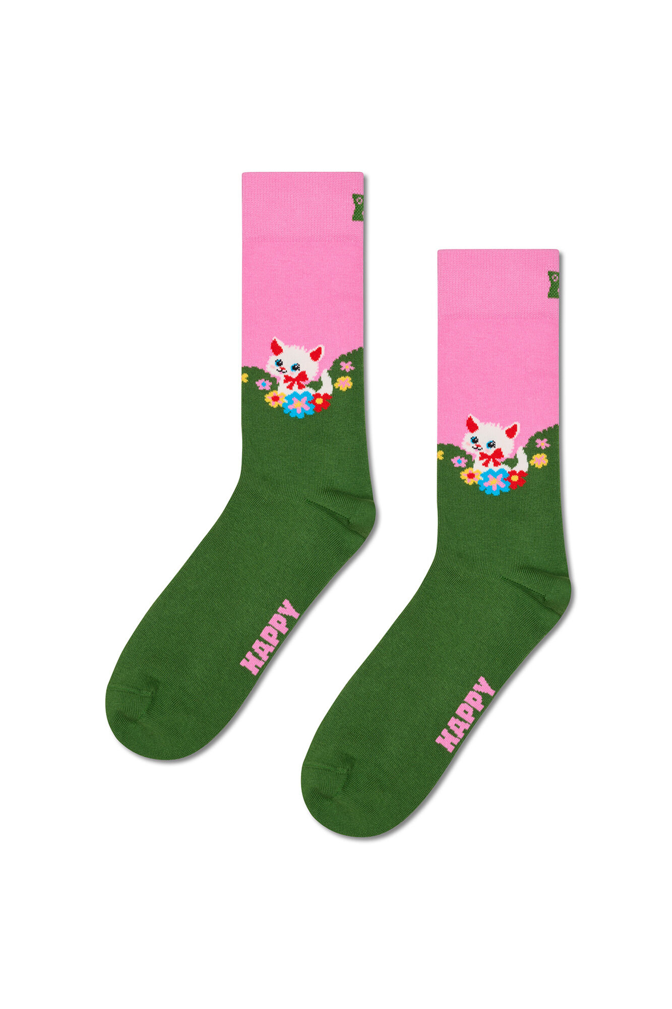 Happy Socks Meia de gatinho e flor