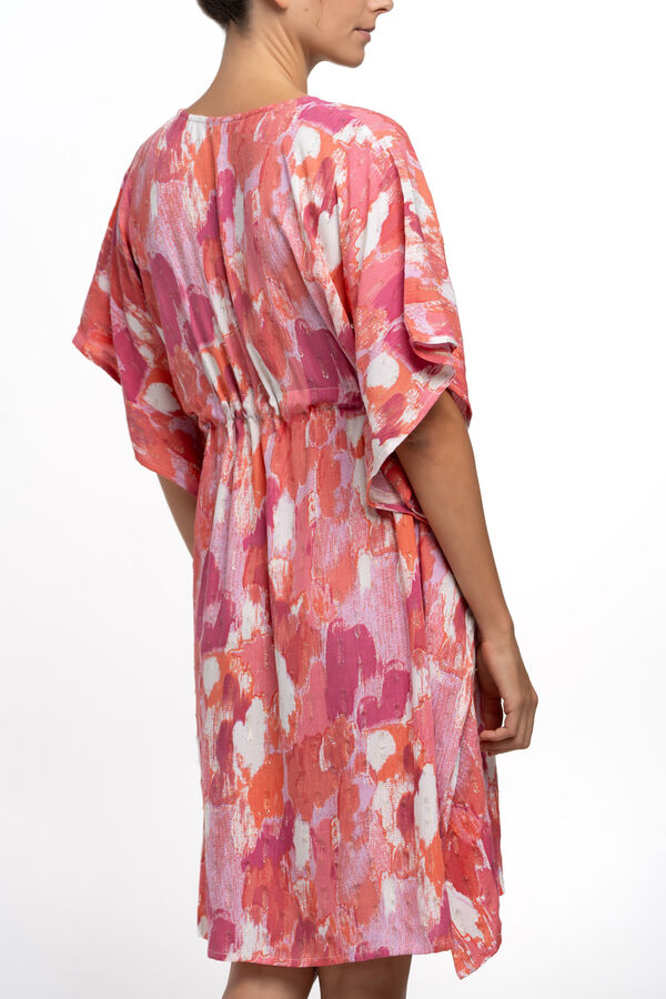 Abbacino Caftan de praia ajustável estampado vermelho