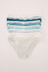 Women'secret Pack 7 bragas clásicas algodón azuladas blanco
