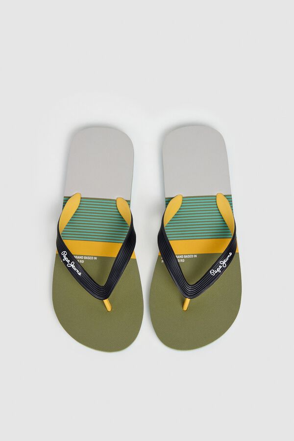 Pepe Jeans Chinelos de riscas multicolor bege