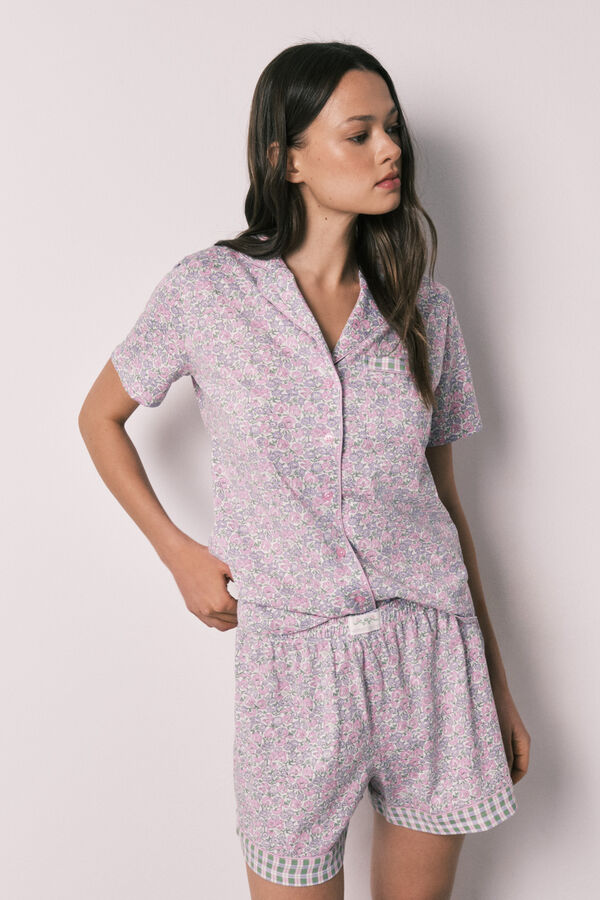 Women'secret Pijama corto camisero algod&oacute;n florecitas estampado