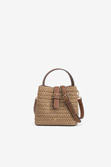 Vilanova Combined Straw Effect Bucket Bag nude