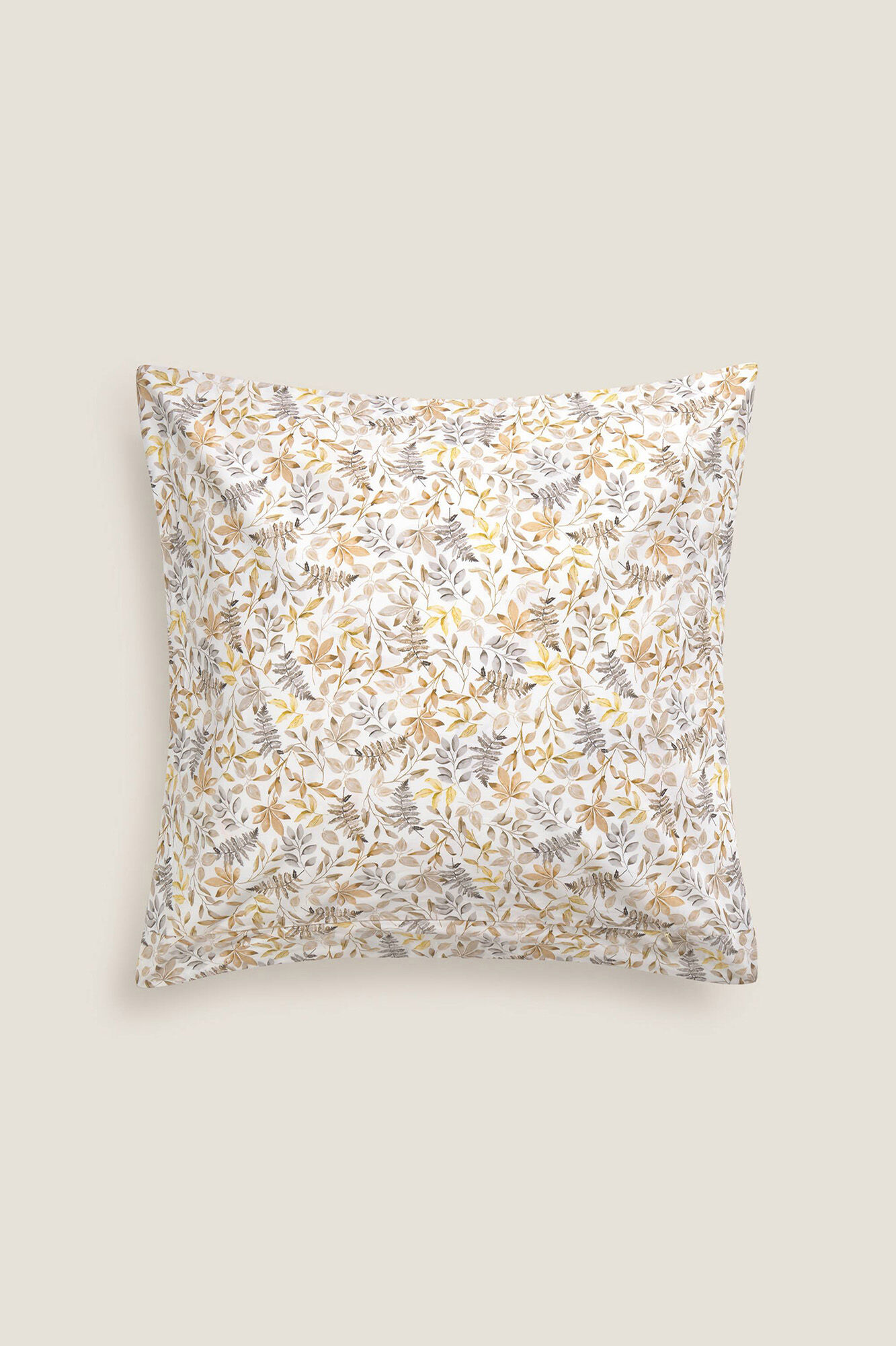 Textura Capa de almofada de algod&atilde;o com folhas em um galho