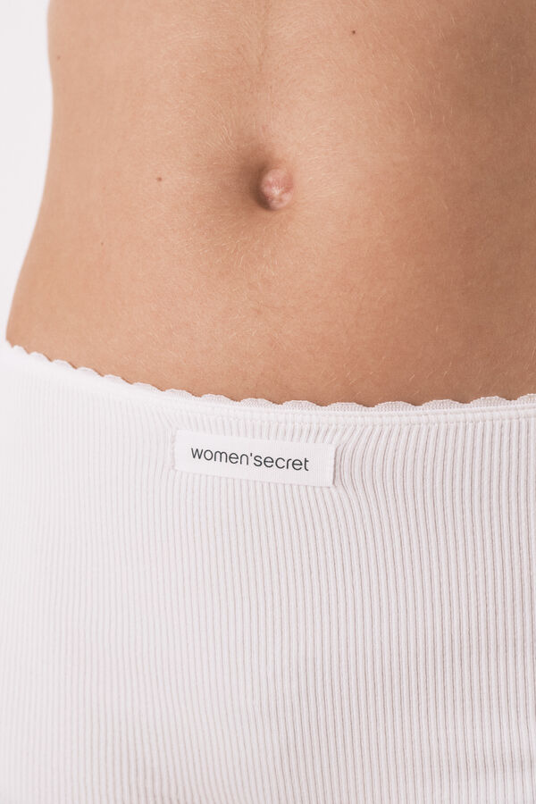 Women'secret Cuecas boxer sem costura canelado branca bege