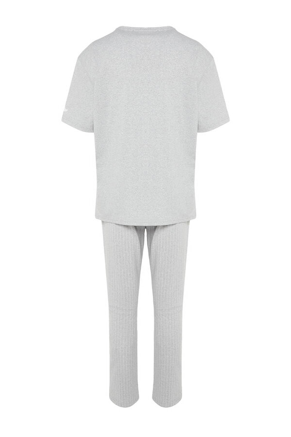 Trendyol Conjunto de pijama estampado regular fit em cinza  cinzento