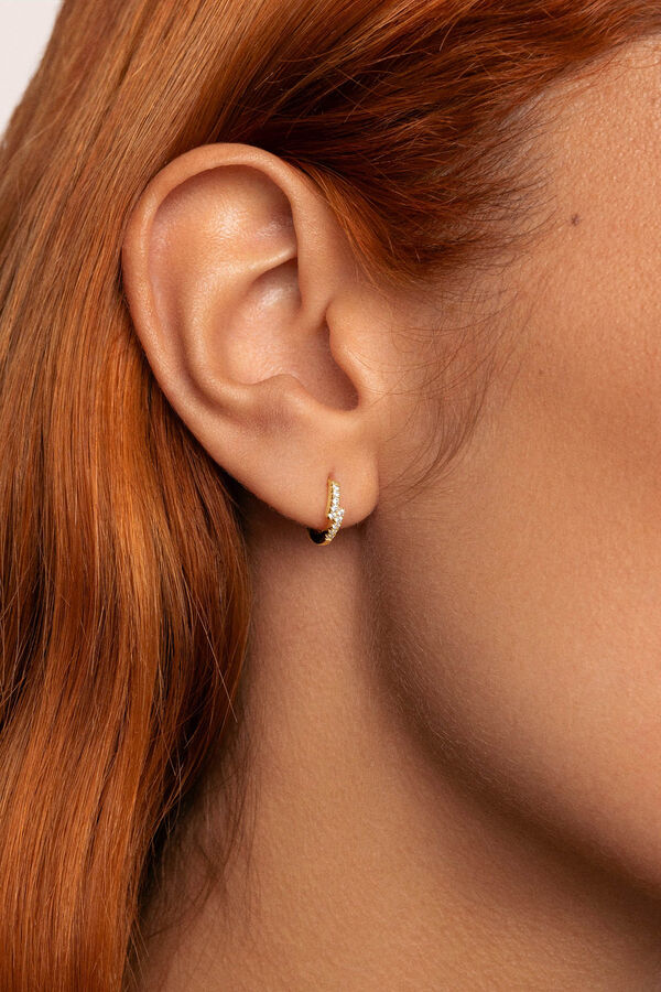 Singularu Pendiente Suelto Aro Cleo Cruzado Plata Ba&ntilde;o Oro amarillo