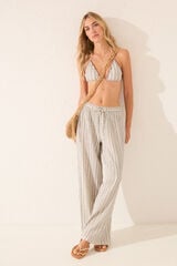 Women'secret Calça comprida cinza listrada cinzento