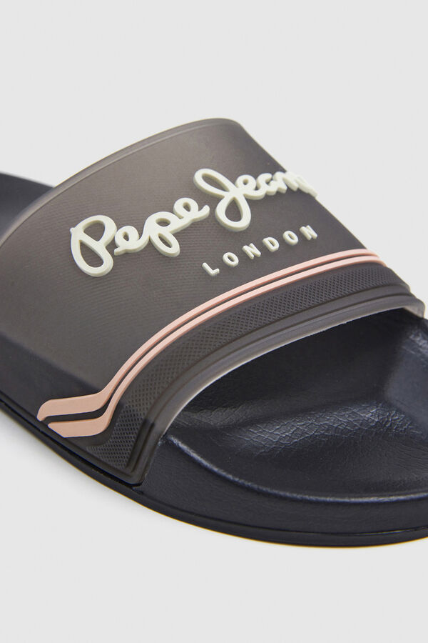 Pepe Jeans logo de sand&aacute;lias de praia preto