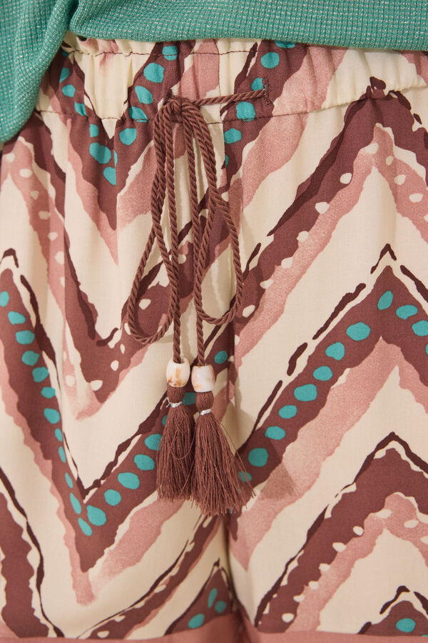Women'secret Calça de viscose com estampado tribal  cru