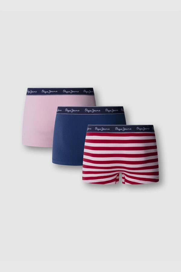 Pepe Jeans Pack 3 boxer liso e riscas vermelho