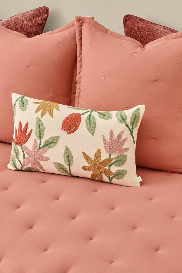 Textura Edredom revers&iacute;vel liso com bolinhas rosa