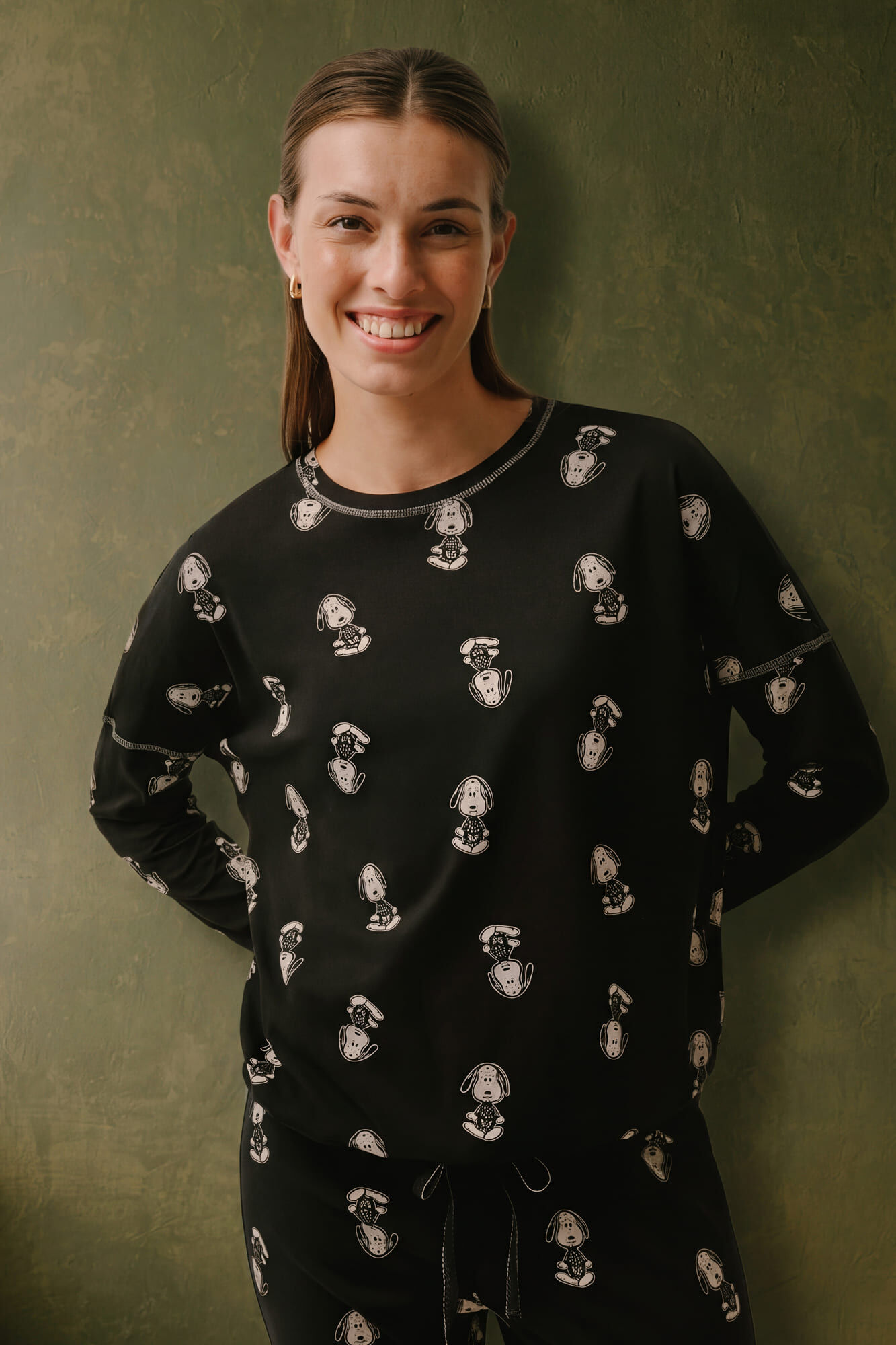 Women'secret Pijama largo algod&oacute;n Snoopy Halloween