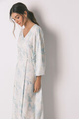 Women'secret Camisa de dormir comprida cruzada cinto bege