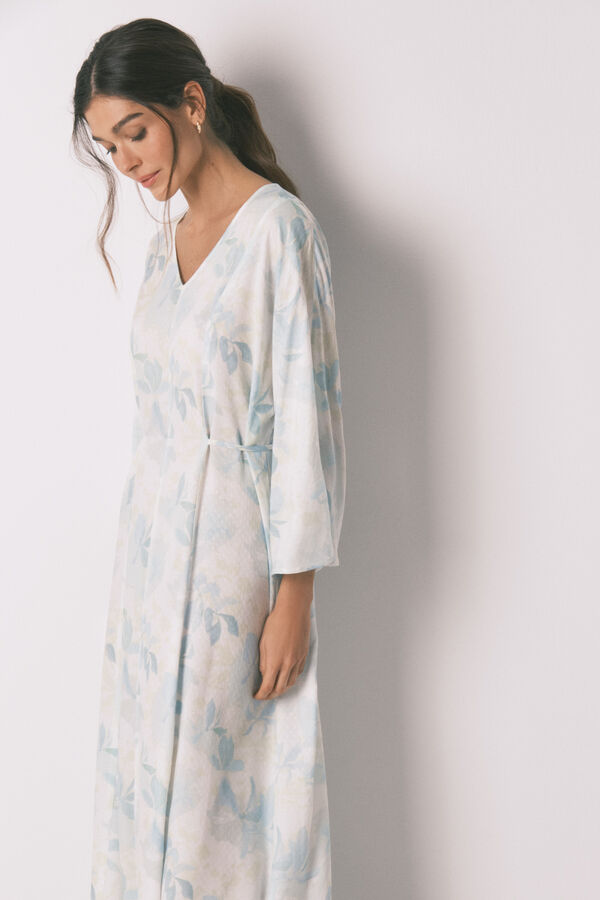Women'secret Camisa de dormir comprida cruzada cinto bege