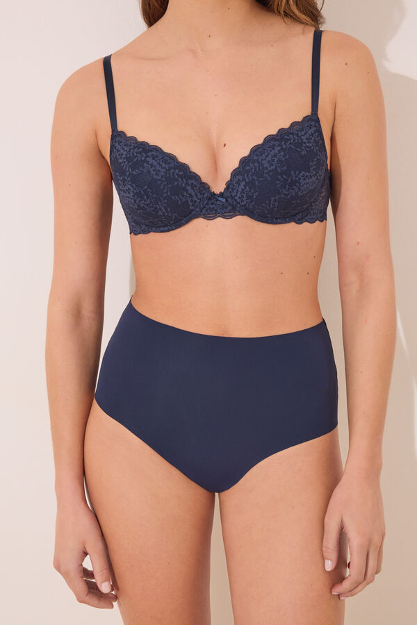 Women'secret Braga alta microfibra azul oscuro azul