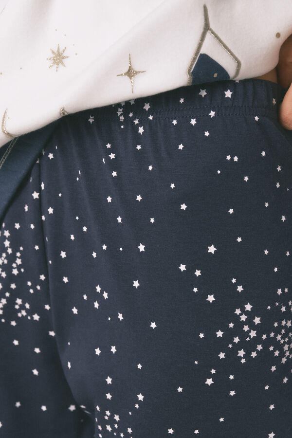 Women'secret Pijama comprido polar estampado "Hogwarts" bege