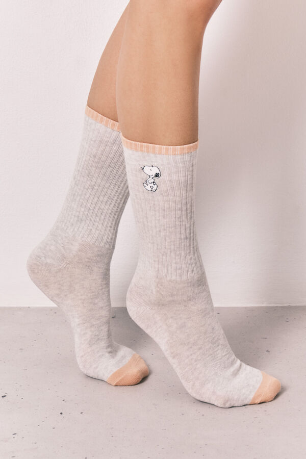 Women'secret Pack 3 meias compridas estampadas Snoopy cinzento