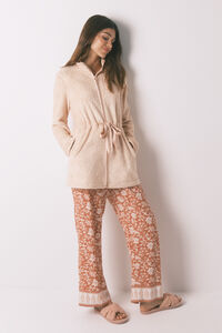 Women'secret Robe midi de polar floral laranja