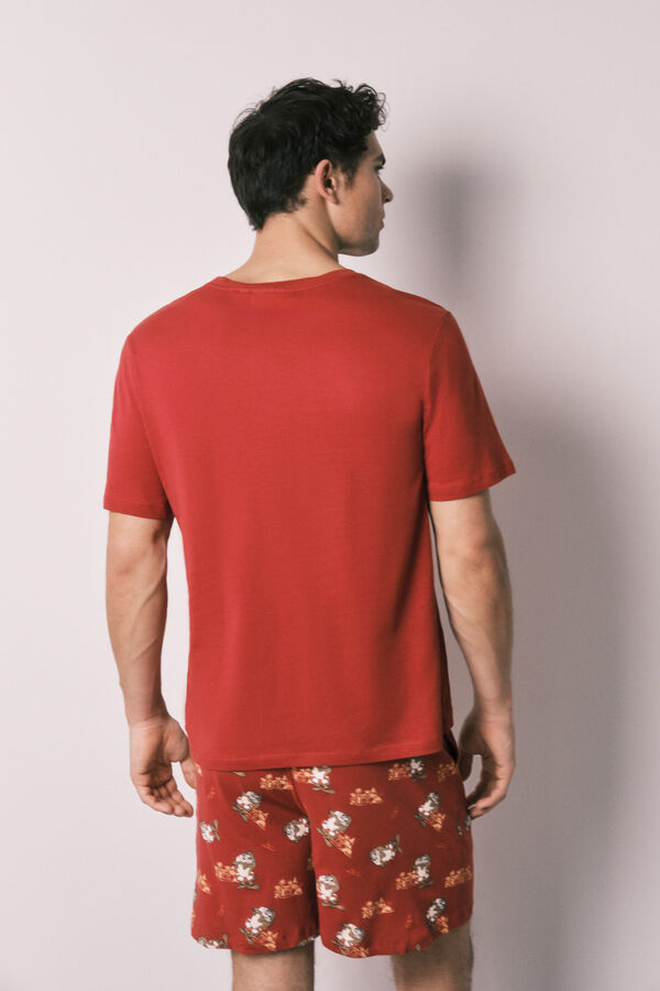 Women'secret Pijama curto de homem em algod&atilde;o Dem&oacute;nio da Tasm&acirc;nia vermelho