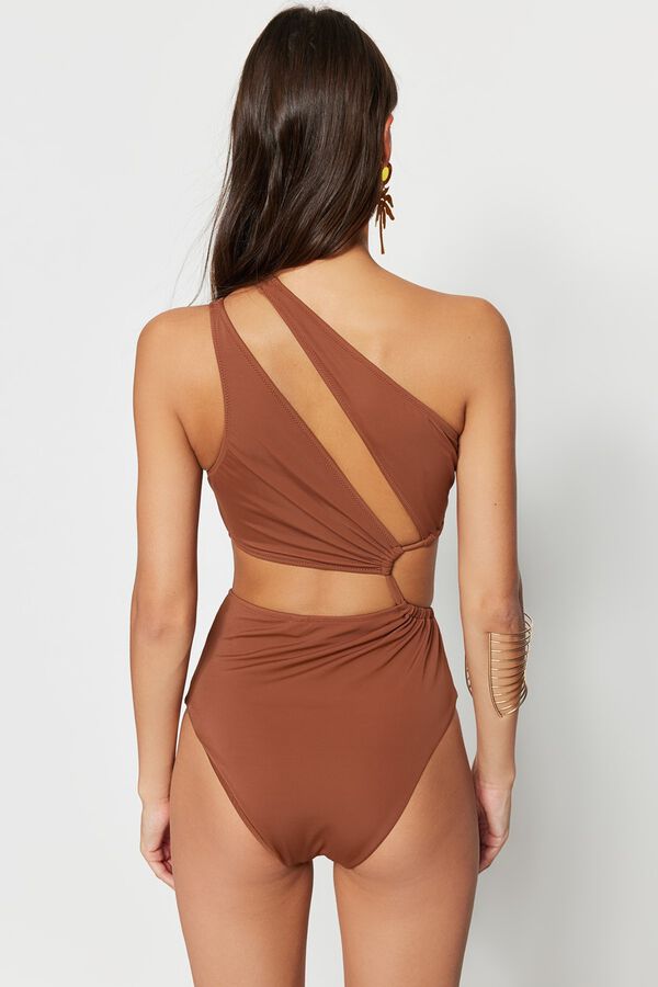 Trendyol Fato de banho triqu&iacute;ni assim&eacute;trico cut-out cru