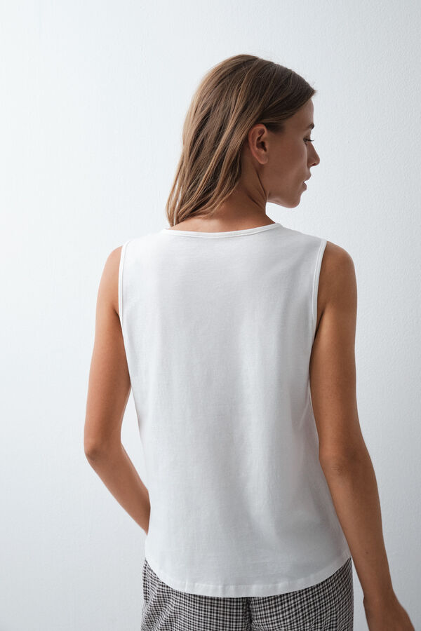 Women'secret T-shirt sem mangas em algod&atilde;o branco branco