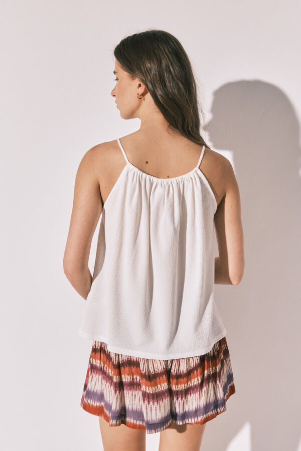 Women'secret Top de al&ccedil;as com missangas branco branco